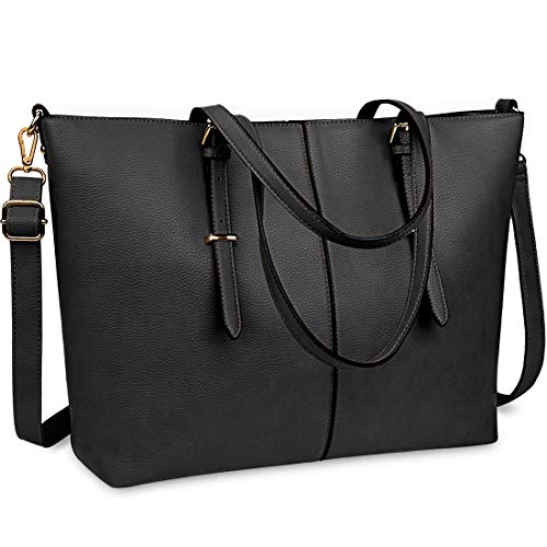 Borsa Donna Borsa Computer 15.6 Pollici Borse Tote Shopper Grande Capacità Pelle Borsa Tracolla Borse a Spalla Borsa a Mano Nero