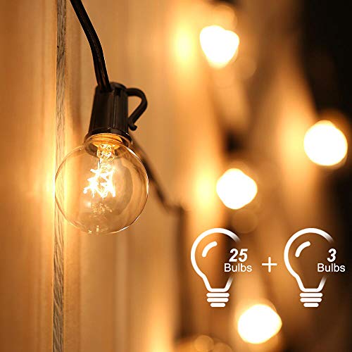 Tomshine Catene Luminose,Illuminazione Giardino Luci Stringa Lampadina con 25 G40 Bulbi(3 lampadine di ricambio)