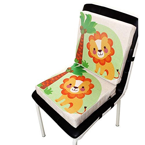 YK.Hapyshop, cuscino per sedia da pranzo per bambini, portatile, smontabile, regolabile, stampa animalier, in lino