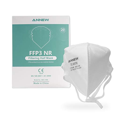 20X ANNEW FFP3 maschera protettiva bocca naso maschera protettiva respiratore maschera facciale, respiratore a 5 strati, maschera per adulti protezione bocca-naso con tessuto di alta qualità