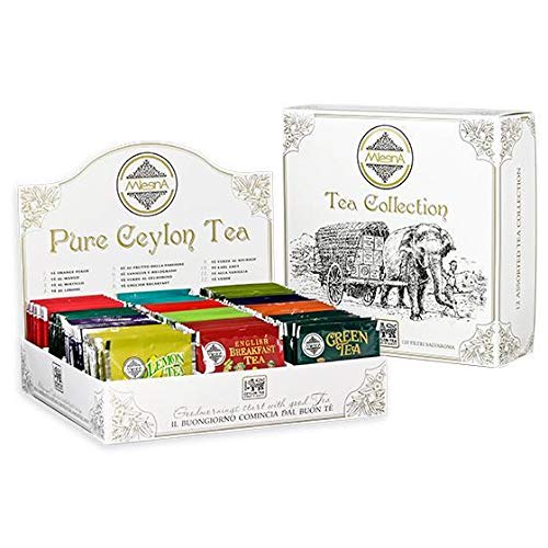 Scatola Regalo di Tè Assortiti Tea Mlesna 120 filtri - Confezione regalo di colore Bianco con assortimento di Tè classici, Tè Verdi, Tè alla frutta