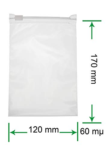 HeiZip 50 x sacchetti con chiusura a cursore 120 x 170 mm, 60 mµ/MY, trasparente, richiudibile, sicuro per gli alimenti