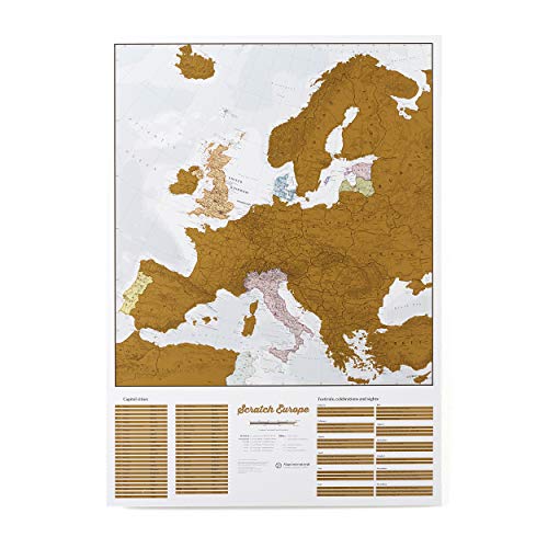 Maps International - Poster con mappa da grattare, edizione Europa – Cartografia con il massimo livello di dettaglio – 59 x 84 cm