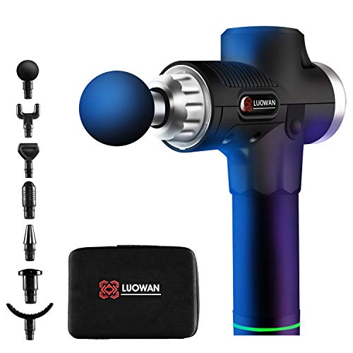 Pistola Massaggio Muscolare, LUOWAN 30 Velocità Massaggiatore a Percussione Professionale Portatile Elettico Massage Gun Ideale come Sciogli Muscoli 30W 1200-3300 RPM con 7 Testine Massaggianti