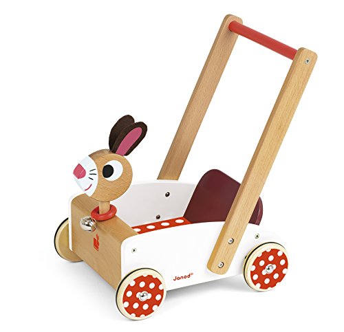 Janod- Crazy Rabbit Carretto di Legno per Bambini, Multicolore, J05997