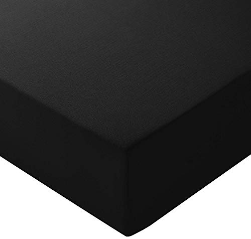 AmazonBasics - Lenzuolo con angoli in microfibra, 180 x 200 x 30 cm, Nero