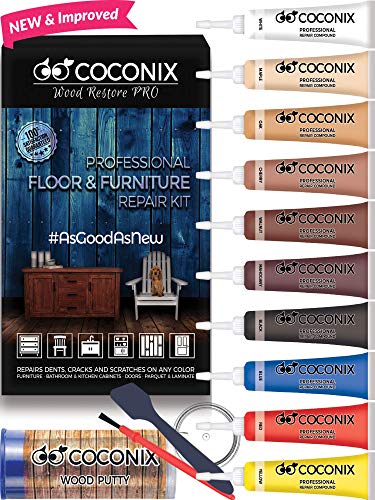 Coconix Kit di Riparazione di Pavimenti e mobili - Restauratore di tavoli, armadi, impiallacciature, Porte e comodini in Legno - Istruzioni Super Facili per Qualsiasi Colore