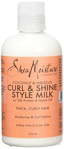 Shea Moisture - Latte lucidante e modellante per ricci, a base di cocco e ibisco, 254 ml