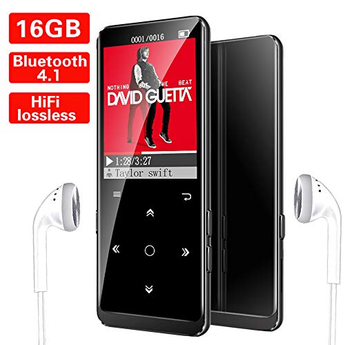16GB Lettore MP3, Bluetooth con Radio FM/Registratore Vocale/Foto/E-book, Mibao MP3 Player con 1.8’TFT Display a Colori, per Sport e Corsa,Espandibile fino a 64GB