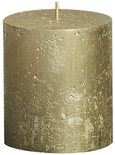 Rustic 103667630382 - Candela cilindrica in Cera paraffinica Metallizzata, Colore: Dorato