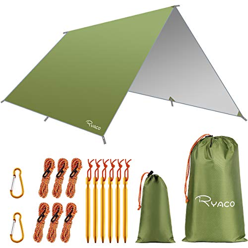 Ryaco Tenda Parasole da Campeggio, 3m x 3m Parasole da Campeggio in Nylon Ripstop Anti-UV e Anti-Pioggia