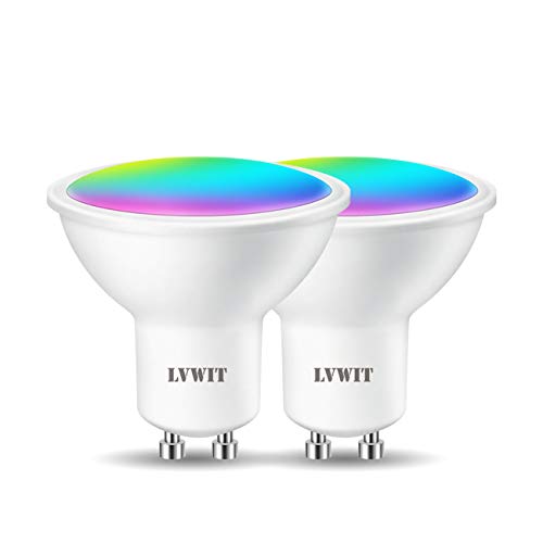 LVWIT Lampadina LED GU10 da Incasso Smart Wifi, 5W Equivalenti a 32W, 350Lm, Compatibile con Alexa, Echo and Google Assistant, RGB Intelligente Dimmerabile, Controllo a Distanza da App
