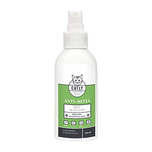 Spray contro acari Catly Anti Mites | Accessori per pulizia gatto | 100ml olio di neem, olio rosmarino | Alternativo a collare antiparassitario