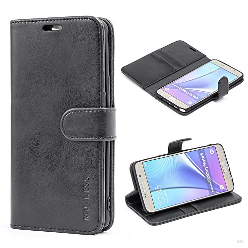 Mulbess Cover per Samsung Galaxy Note 5, Custodia Pelle con Magnetica per Samsung Galaxy Note 5 Case, Nero