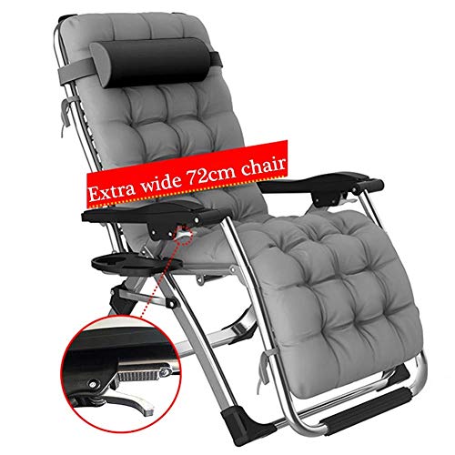 DQCHAIR Sedie a Sdraio Reclinabili Zero Gravity Sedie a Sdraio all'aperto Giardino a Dondolo Sedia a Sdraio per Spiaggia Campeggio Supporto 200kg (Color : with Gray Cushion)