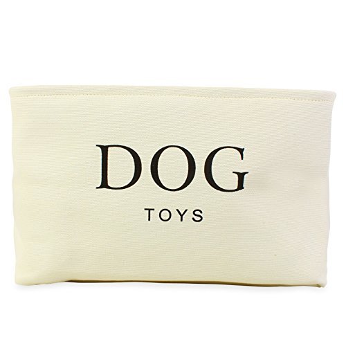 Cesto per i giochi del cane, in tela di alta qualità, colore: crema, 40 x 30 x 25 cm