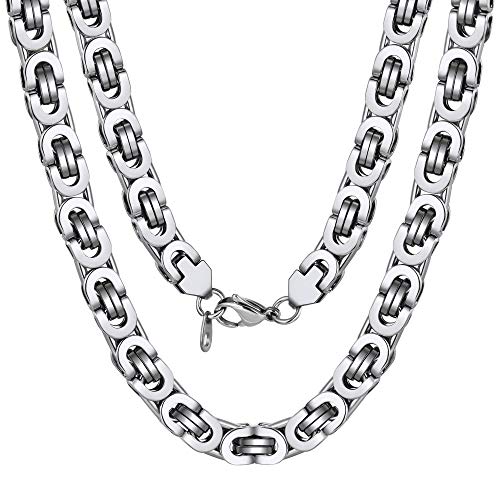 ChainsPro Collana da Uomo a Catena bizantina, Acciaio/Acciaio Oro/Acciaio Nero/Oro Nero, 4 mm, 18-30 Pollici