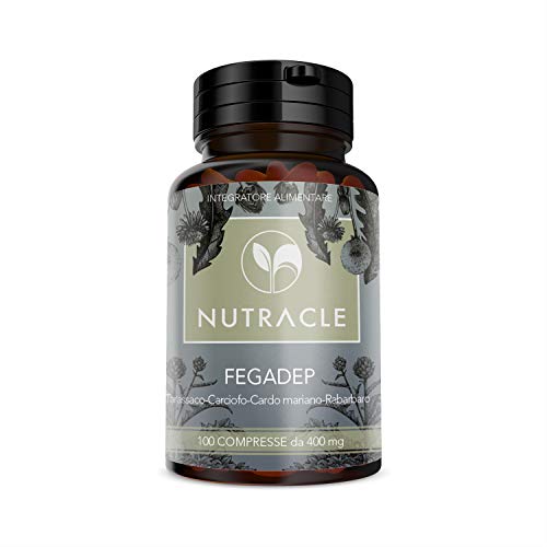 NUTRACLE FEGADEP 100 compresse 400 mg | Per purificare e disintossicare il fegato | Azione diuretica ed epatoprotettiva | A base di Tarassaco, Carciofo, Cardo Mariano e Rabarbaro (1 Confezione)