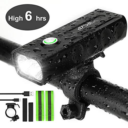 IPSXP luci Biciclette LED, USB Ricaricabile Set Super Luminoso 1000 Lumens Luce Fanale Anteriore della Bicicletta per Biciclette Varie- Sicurezza per Notte,3 modalità di Luce, Impermeabile IPX5