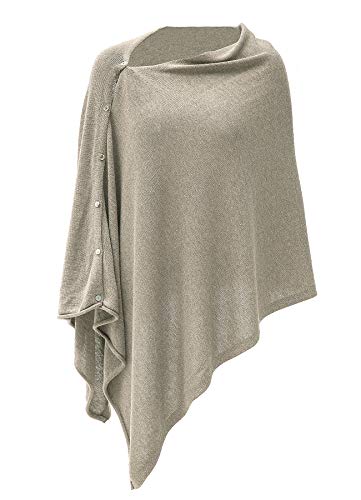 PULI Donna Bottone Scialle Lavorato a Maglia Poncho Cape Cardigan Cashmere/Cashmere Feel Sciarpa Avvolgente per la Primavera Estate Autunno