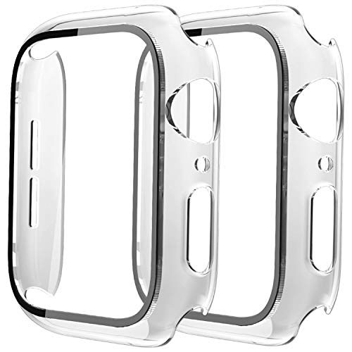 Fengyiyuda Cover[2-Pezzi]Compatibile con Apple Watch Custodia 38/40/42/44mm con Anti-Bubble TPU Pellicola Protettiva,360 Rugged Case per IWatch Series se/6/5/4/3/2/1-Clear/Clear