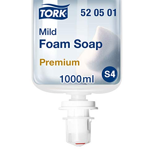 Tork 520501 Sapone a schiuma delicato Premium, compatibile con sistema S4, idratante e liporestitutivo, 1 x 1000 ml (2500 dosi), schiuma bianca