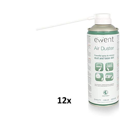 Ewent EW5602 Spray ad Aria Compressa, 400 ml, Cannuccia Lunga, Bianco, confezione 12 Pezzi (di EW5601)