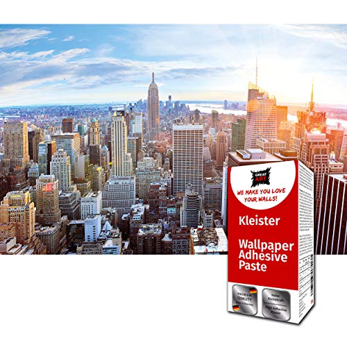 GREAT ART Photo Carta da Parati – Skyline di New York – Decorazione tramonto su Manhattan Penthouse vista panoramica USA America Big Apple – 336 x 238 cm 8 pezzi e colla inclusa