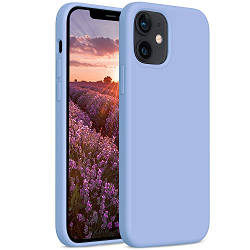 YATWIN Compatibile con Cover iPhone 12 Mini 5,4'', Custodia per iPhone 12 Mini Silicone Liquido, Protezione Completa del Corpo con Fodera in Microfibra, Azzurro