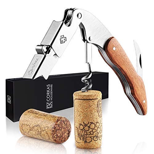 Corkas Cavatappi Professionale Apribottiglie, Cavatappi da Sommelier, Coltello da sommelier, Cavatappi per Camerieri Apri Bottiglia Accessori del Vino e Regali