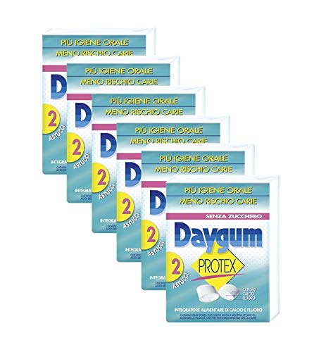 Daygum Protex Gomme da Masticare Senza Zucchero, Chewing Gum Gusto Menta, Formato Scorta da 12 Astucci (6 Confezioni da 2)