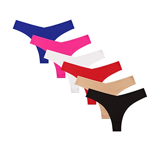 SHEKINI Mutandine Slip Brasiliano Invisible Bassa di Colore Puro da Donna Mutande Bikini Basic a Vita Media Perizima Brasiliana Invisibibli a Vita Bassa per Donna Pacco da 6 (XL, A)