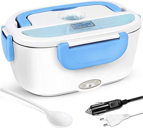 Nifogo Lunch Box Portavivande Termico, Scaldavivande Elettrico Portatile, Porta Pranzo da Ufficio, Scaldavivande Portapranzo Ufficio, 12 V/220V (Blu)