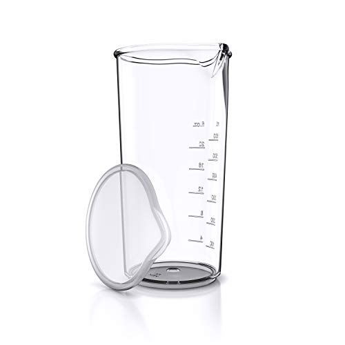 Arendo – Bicchiere per mixer ad immersione da 600 ml – Plastica rinforzata - Ideale per frullatore a mano - Misuratore con coperchio – Bicchiere per frullati