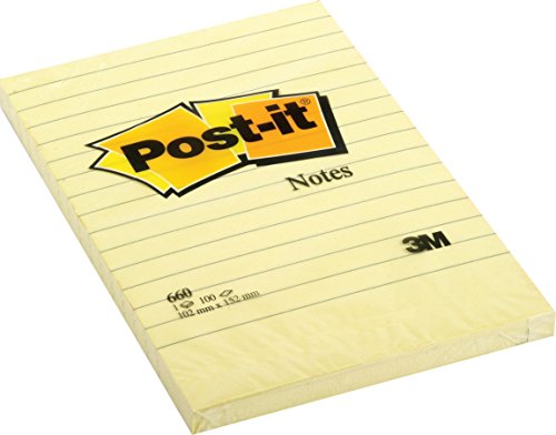 Post-it® Large Note - 102x152 mm - giallo canary - righe - 660