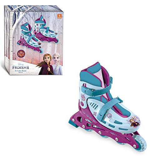 Mondo Toys - Design Frozen II In Line Skates - pattini in linea  regolabili - Ruote PVC - roller bambino / bambina - Size M / mis. 33/36 - 28314