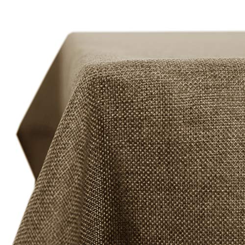 Deconovo Tovaglia Rettangolare Impermeabile in Finto Lino per Feste di Compleanno 130 x 280 CM Taupe