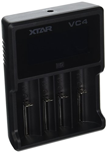 XTAR VC4 caricatore con Display LCD, per batterie Li-Ion/Ni-MH, nero