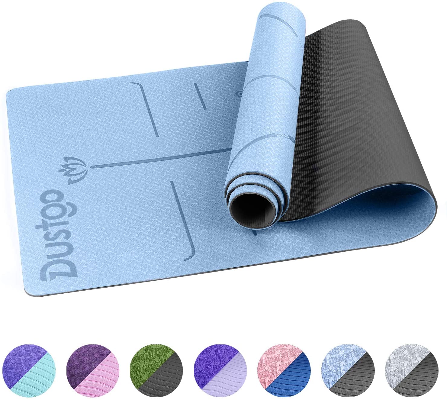 Dustgo Tappetino Yoga da 183cmx63cmx6mm Tappetino Palestra Fitness 100% Ecologico TPE Double-Sided Antiscivolo Yoga Mats