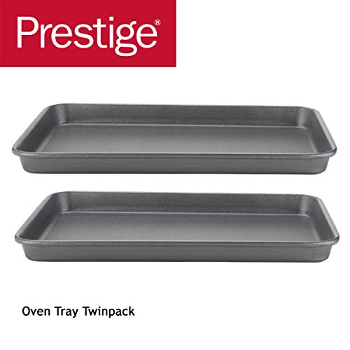 PRESTIGE Tough & Strong Bakeware 2pc Tray Set-Reinforced Non-Stick Steel – Oven And Dishwasher Safe Teglia da Forno in Confezione Doppia, Acciaio