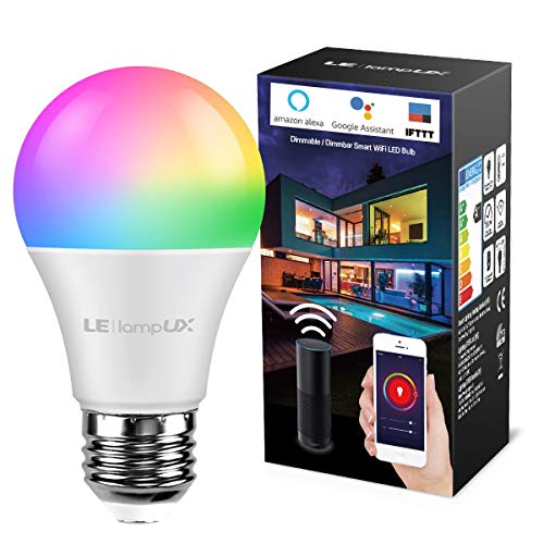 LE Lampadina LED Intelligente E27 9W Alexa, Smart Lampadine LED RGBW WiFi, Luce Dimmerabile RGB + Bianco Caldo 2700K, Funziona con Alexa e Google Assistant, Controllo da App Smartphone iOS&Android