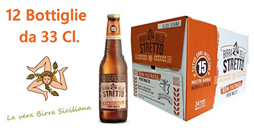 Sicilia Bedda - BIRRA DELLO STRETTO NON FILTRATA - La Vera birra Siciliana - Una Birra che UNISCE - Formato 33 Cl. (12)
