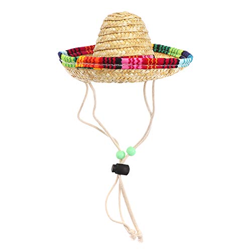 POPETPOP Cool Sombrero Hat - Divertente Mini Paglia Messicano Sombrero cap - Forniture per Feste messicane per Piccoli Animali Domestici, Cucciolo, Gatto - Copricapo per Animali Domestici
