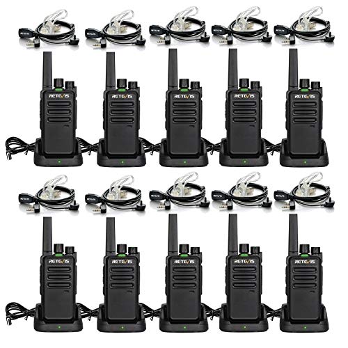 Retevis RT668 Walkie Talkie con Auricolare, PMR446 Licenza-Libero, Squelch VOX, Ricetrasmettitore Ricaricabile, Scan TOT CTCSS/DCS a 16 Canali, Talkie Walkie per Hotel, Business (Nero, 10 Pezzi)