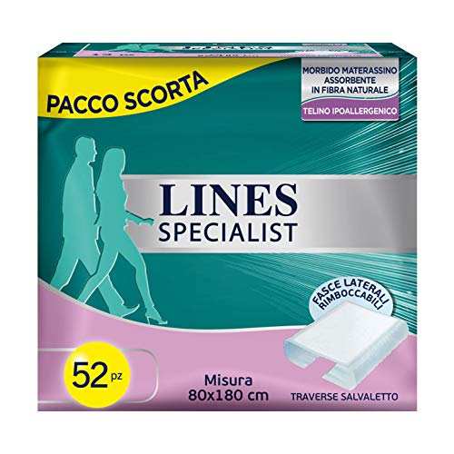 Lines Specialist Traversa, 52 Assorbenti per Incontinenza Uomo e Donna (4 confezioni da 13 pezzi) , 80x180 cm