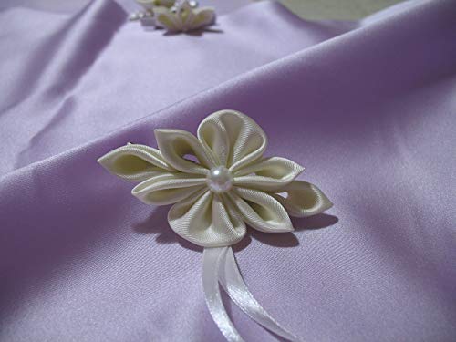 Fermaglio con decoro floreale kanzashi per Prima Comunione