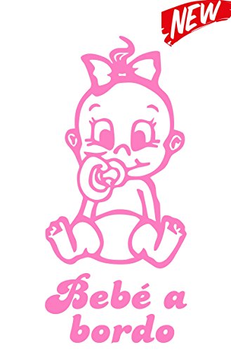 Artstickers® - Adesivo Bebè a bordo da bimba, collezione Babyfun, 10 colori a scelta 9cm x 16,5 cm Rosa