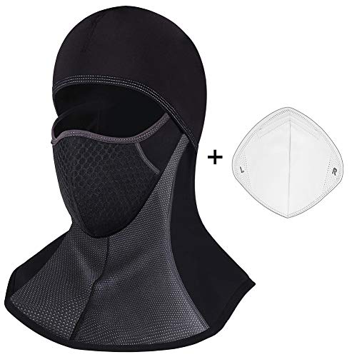 ROTTO Passamontagna Moto Balaclava Nero Sci Snowboard Bici Mask Impermeabile Termico A Prova di Vento Dimensioni Universali (Nero-A(con Cerniera))