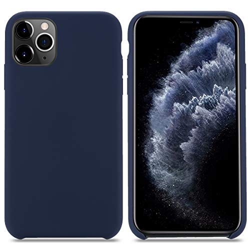 THBY Custodia iPhone 11 PRO, Cover Antiurto Gomma Gel Silicone Liquido con Fodera Microfibra Morbida Anti-Graffio Caso Ultra Sottile Protettiva Case per Apple iPhone 11 PRO. (5.8 inch,Mezzanotte Blu)