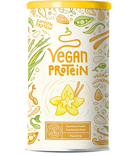 Proteine Vegane | VANIGLIA | Proteine vegetali di riso e piselli germogliati, semi di lino, amaranto, semi di girasole, semi di zucca | 600g